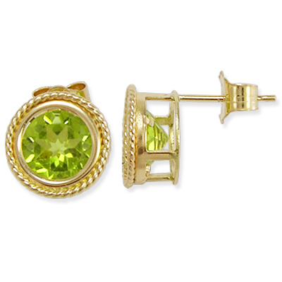 14k Gold Fancy Peridot Stud Earrings E881