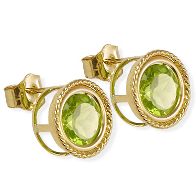 14k Gold Fancy Peridot Stud Earrings E881