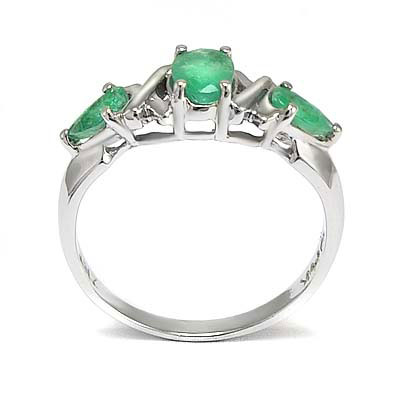 1.35ct Genuine Emerald Three Stone Ring 18k R1111