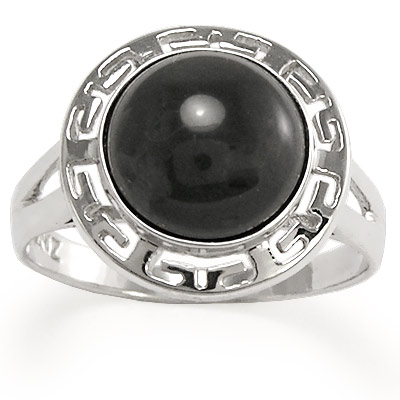 14k Gold Greek Genuine Onyx Ring R1112