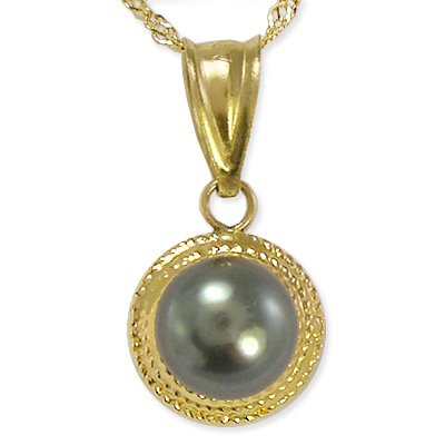 14k Gold 6.50mm Pearl Pendant P484