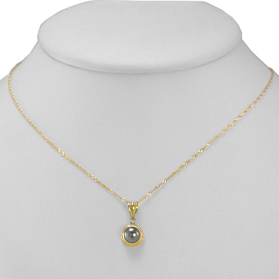 14k Gold 6.50mm Pearl Pendant P484