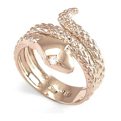 18k Rose Gold Serpent Diamond Men's Ring R1119