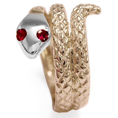 14k Two-Tone Twisted Serpent Ruby Ring R1116