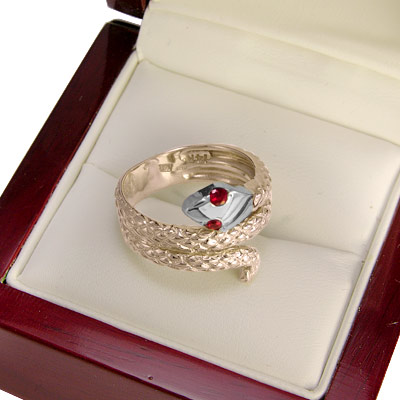 14k Two-Tone Twisted Serpent Ruby Ring R1116