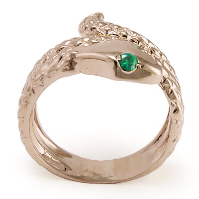 14k Rose Gold Serpent Emerald Ring R1118