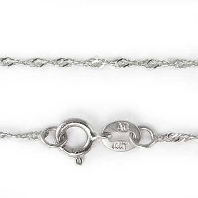14k White Gold Singapore Chain Necklace N238