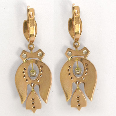 14k Rose Gold Diamonds & Shell Estate Earrings E891