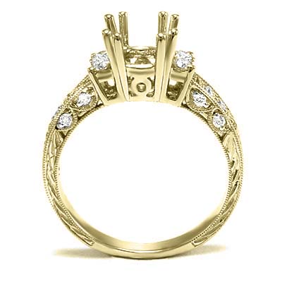 14k Gold Diamond Semi Mount Engagement Ring R1149