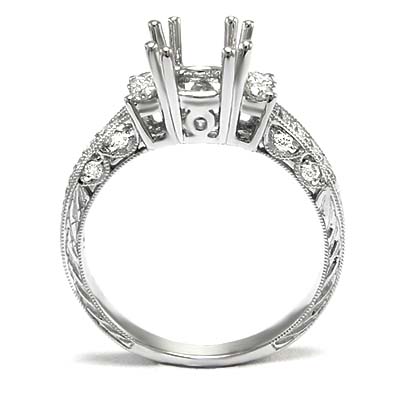 14k White Gold Diamond Setting Mounting Ring R1150
