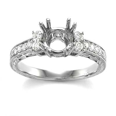 14k White Gold Diamond Setting Mounting Ring R1150
