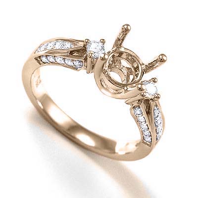 14k Rose Gold Diamond Ring Semi-Mount R1207 14k Rose Gold Diamond Ring Semi-Mount R1207