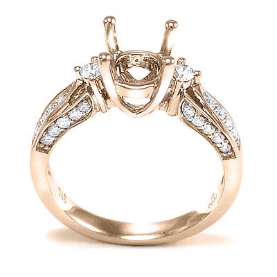 14k Rose Gold Diamond Ring Semi-Mount R1207 14k Rose Gold Diamond Ring Semi-Mount R1207