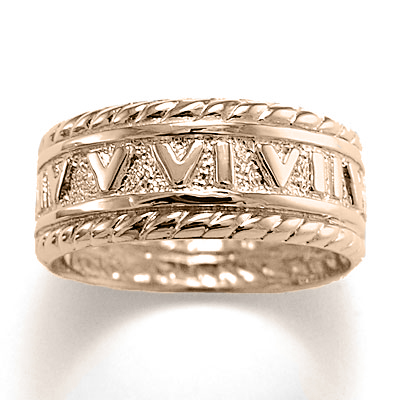Men's 14k Rose Gold Roman Design Ring R1208
