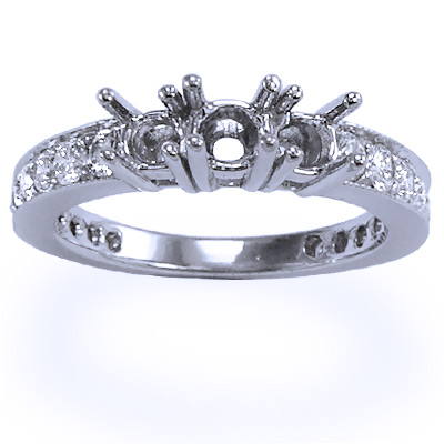 14k White Gold Pave Diamond Engagement Setting R1200 14k White Gold Pave Diamond Engagement Setting R1200