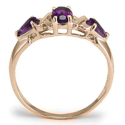 Mother's Three Stone Amethyst Ring 14k Gold R1221