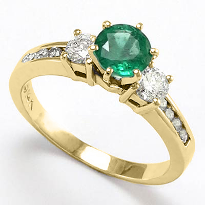 Colombian Emerald Diamond Ring 14k Gold R1236