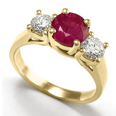 14k Yellow Gold Ruby Diamond Ring R1219