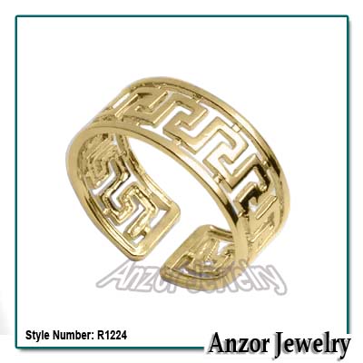 14k Gold Greek Key Ring R1224