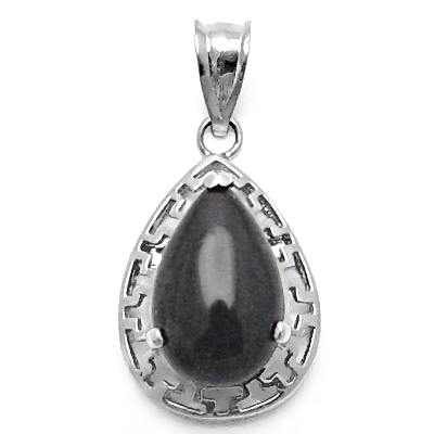14k Gold Pear Shiny Cut Onyx Pendant P888