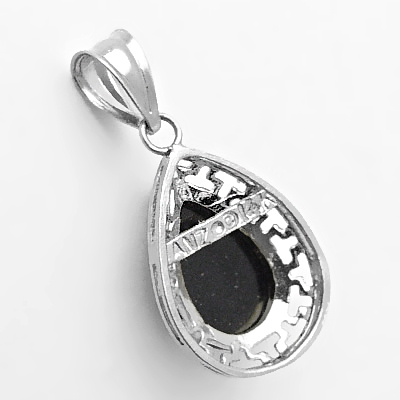 14k Gold Pear Shiny Cut Onyx Pendant P888