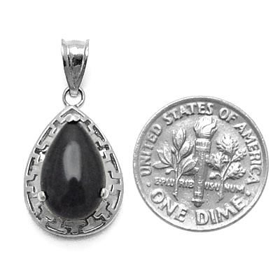 14k Gold Pear Shiny Cut Onyx Pendant P888