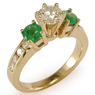 Colombian Emerald Diamond Ring in 14k gold R1243