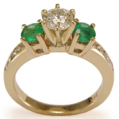 Colombian Emerald Diamond Ring in 14k gold R1243