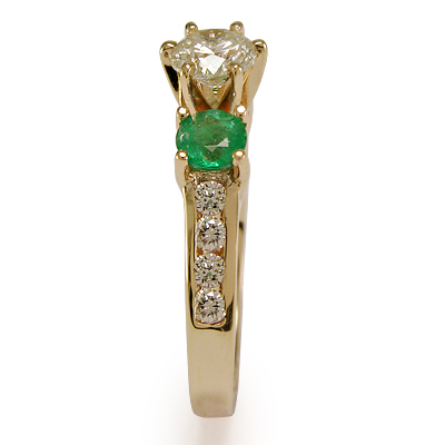 Colombian Emerald Diamond Ring in 14k gold R1243