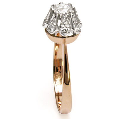 14k Gold Diamond Ring Russian Jewelry R1297