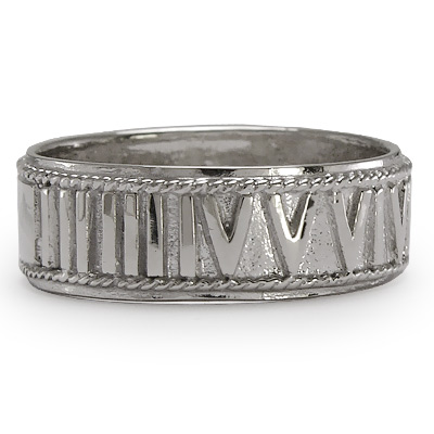 950 Platinum Roman Design Wedding Band Ring R1235