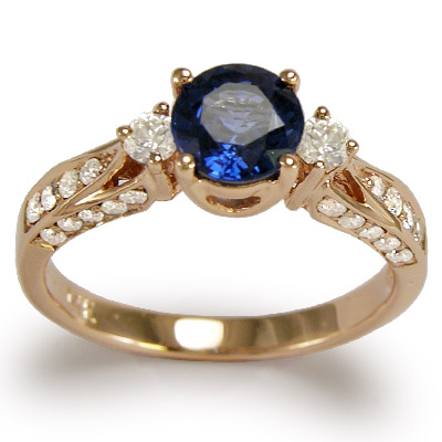14k Rose Gold Ceylon Sapphire Diamond Ring R1256 14k Rose Gold Ceylon Sapphire Diamond Ring R1256