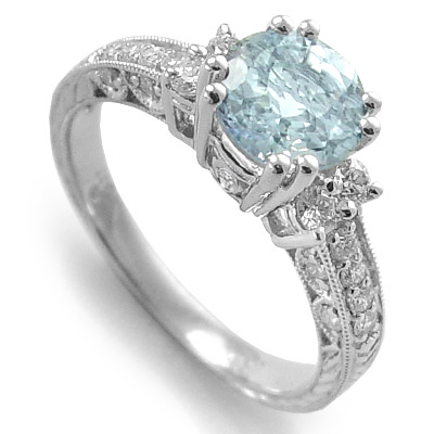 950 Platinum Aquamarine Diamond Ring R1260 950 Platinum Aquamarine Diamond Ring R1260