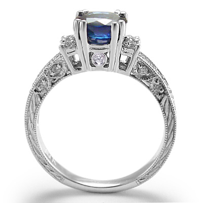Ceylon Sapphire Diamond Anniversary Ring 14k R1258