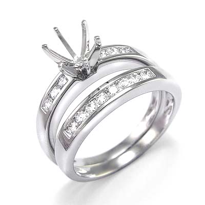950 Platinum Diamond Wedding Band Bridal Set R1261