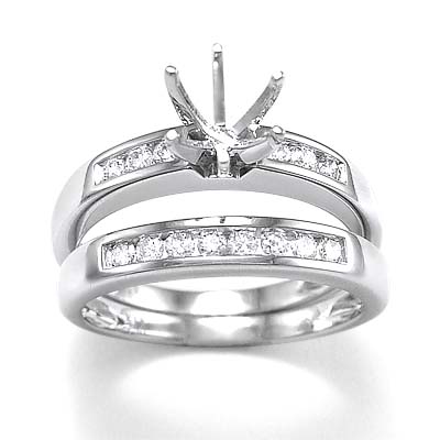 950 Platinum Diamond Wedding Band Bridal Set R1261