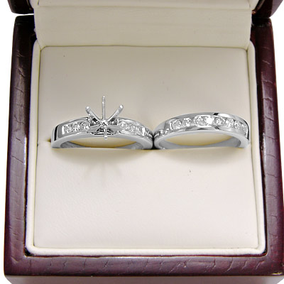 950 Platinum Diamond Wedding Band Bridal Set R1261