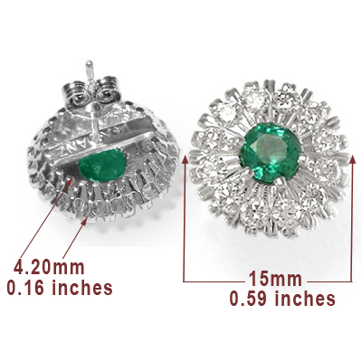 Russian Jewelry Diamond Emerald Earrings 18k Gold E929