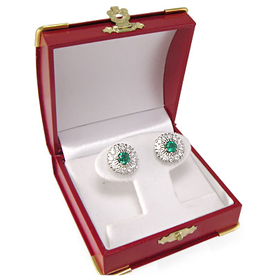Russian Jewelry Diamond Emerald Earrings 18k Gold E929