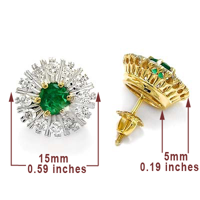 Russian Style Earrings diamond emerald in 18k E930
