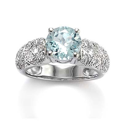 950 Platinum Aquamarine Diamond Ring #R1272
