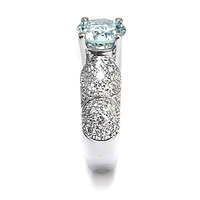 14k white Gold Aquamarine and Diamond Ring 5 to 9 #R1273