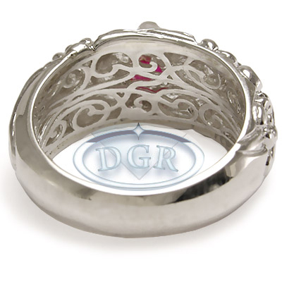 Men's Platinum Rococo Design Ruby ring R1265