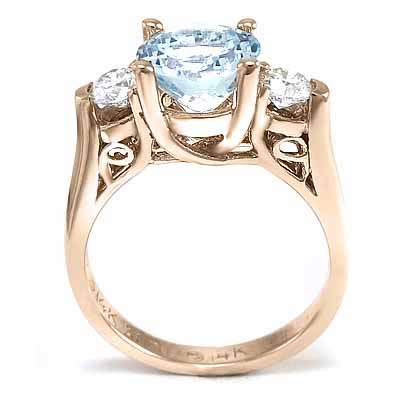 14k Rose Gold Aquamarine and Diamond Ring #R1274 14k Rose Gold Aquamarine and Diamond Ring #R1274