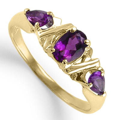 18k Solid white Gold Three Stone Amethyst Ring 4 to 9 #R1276