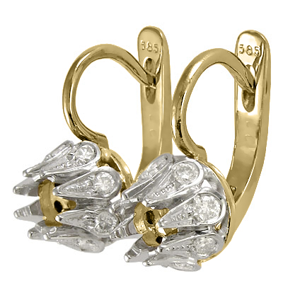 Diamond Semi Mount Earrings  585 Russian Style 14k E931