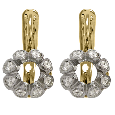 Diamond Semi Mount Earrings  585 Russian Style 14k E931