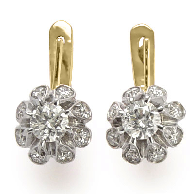 Diamond Semi Mount Earrings  585 Russian Style 14k E931