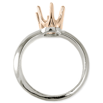 Knife Edge Solitaires Six Prong 14k Solid Two-Tone Gold Ring #R1280