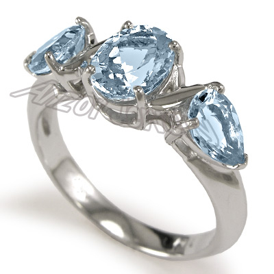 950 Platinum Genuine Aquamarine Ring R1319